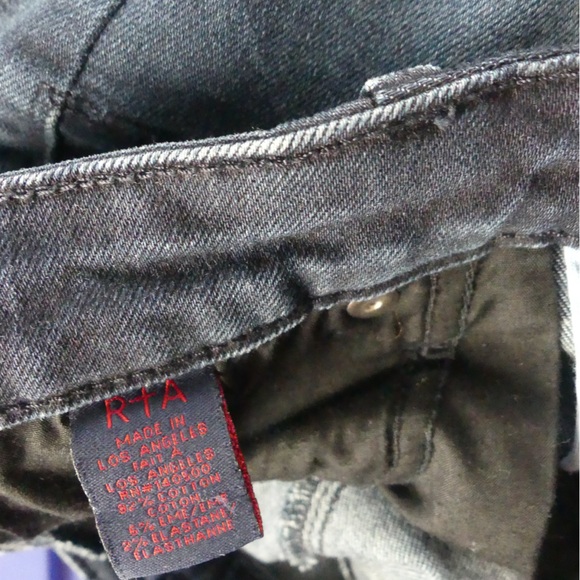 RtA 25 Jeans Skinny Mid Rise Stretch Distressed Dark Wash - Picture 8 of 11